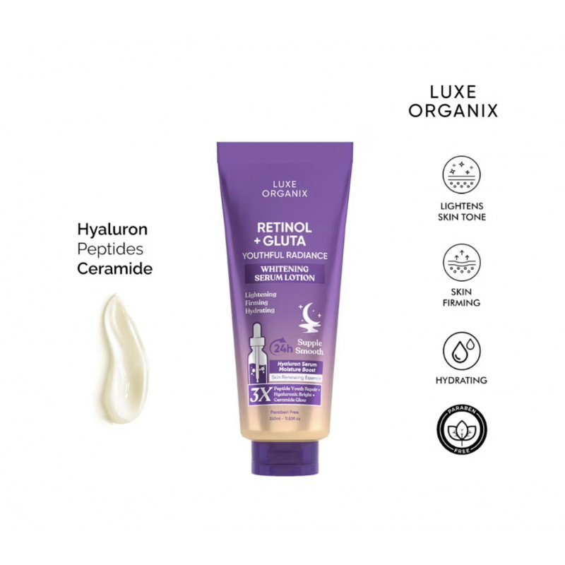 Luxe Organix Retinol + Gluta Whitening Serum Lotion 350ml