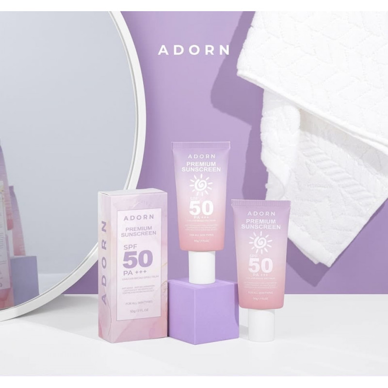 Adorn Premium sunscreen spf 50 UVA/UVB broad spectrum 50ml