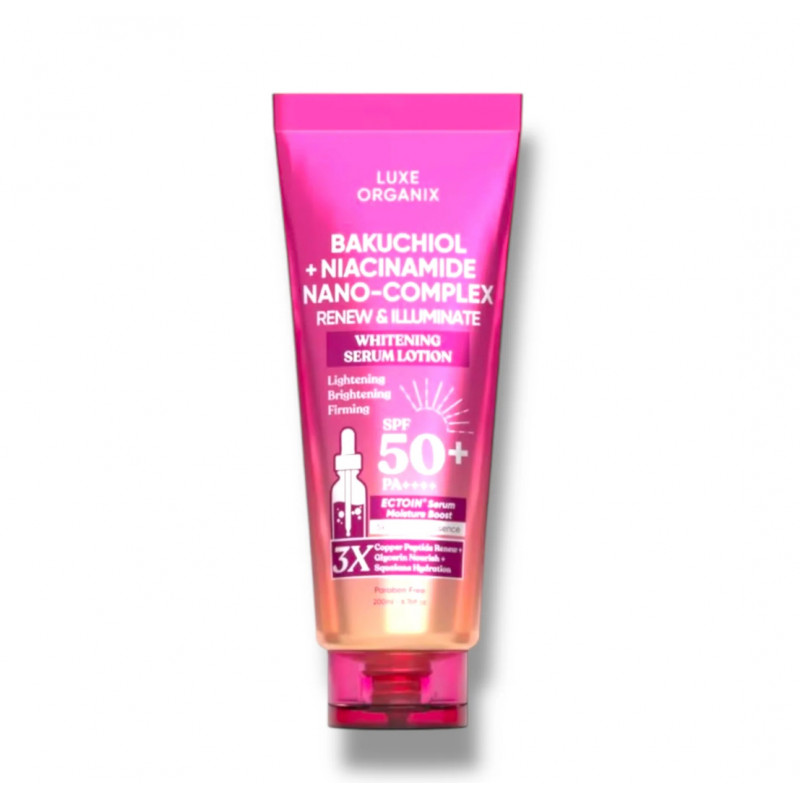 Luxe organix Bakuchiol+ niacinamide nano complex serum lotion spf 50 200ml (pink )