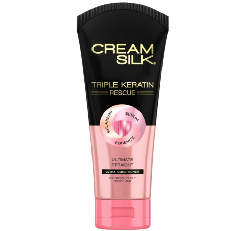 Creamsilk triple keratin serum conditioner ultimate straight 340ml (pink)