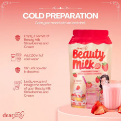 Beauty Milk Strawberries and cream Ashwaganda Glutathione collagen drink 180g (strawberries and cream )