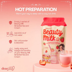 Beauty Milk Strawberries and cream Ashwaganda Glutathione collagen drink 180g (strawberries and cream )